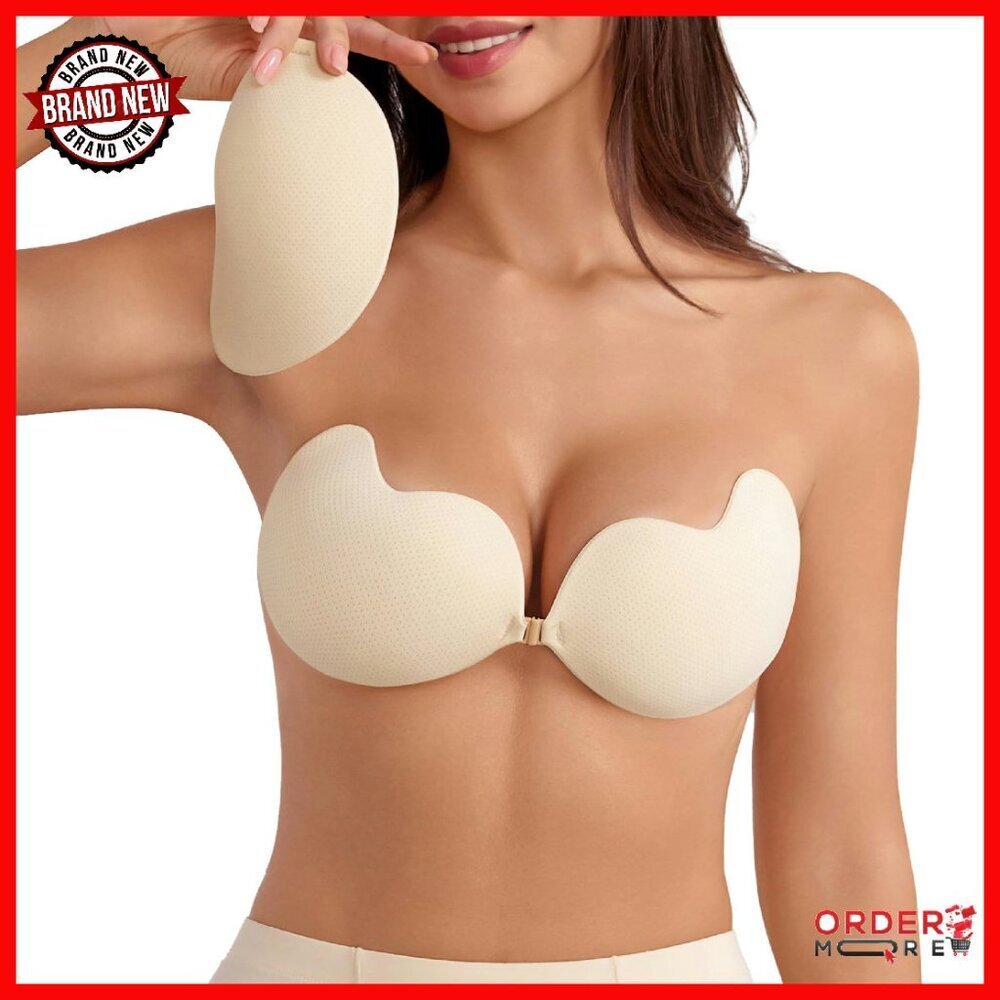 Push Up Strapless Backless Bra, Reusable Adhesive Deep V Cleavage